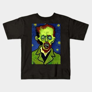 PURPLE BACKGROUND ZOMBIE IN VAN GOGH STYLE Kids T-Shirt